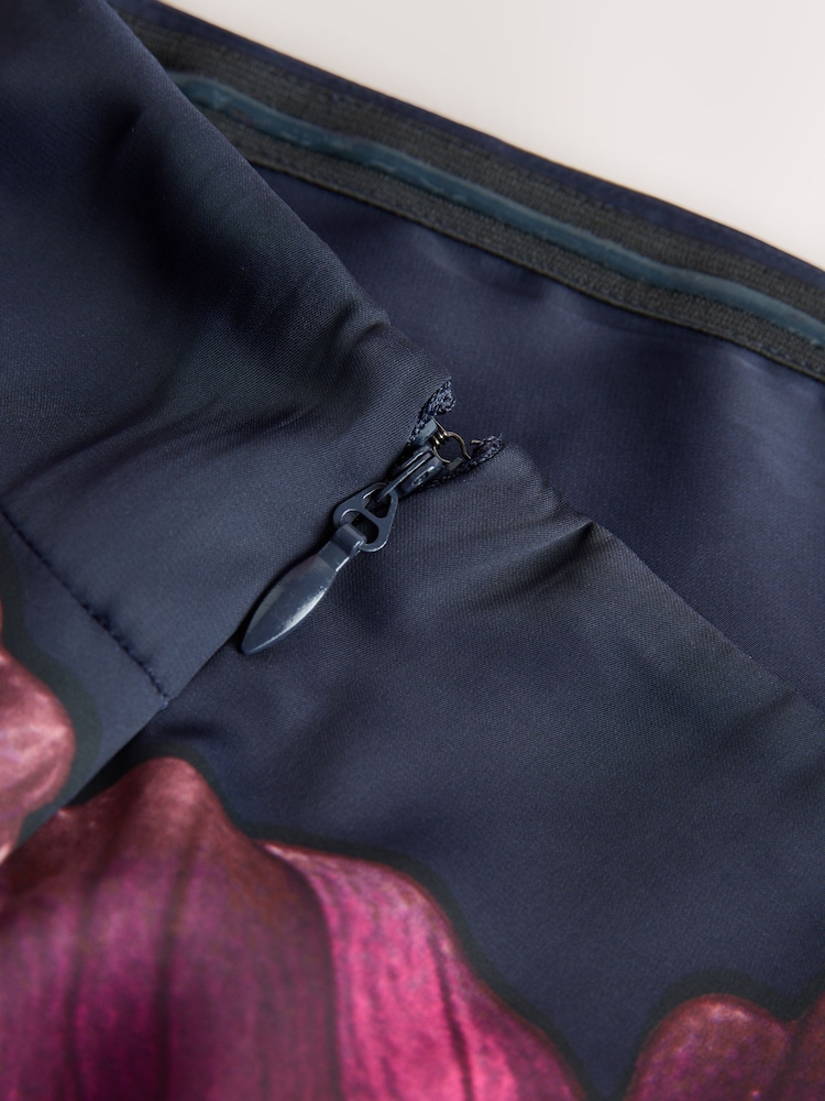 Navy Floral Print Bandeau Column Maxi Occasion Dress - Image 2 of 3