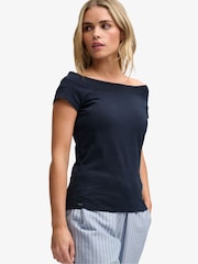 Superdry Navy Blue Essential Off-Shoulder Top - Image 4 of 6