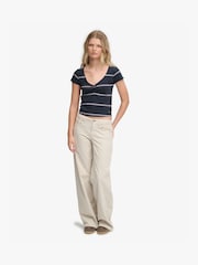 Vaaleanpunainen laivastonsininen raita - Superdry Athletic Essentials -pitkähihainen gobe-toppi - Kuva 2 / 5