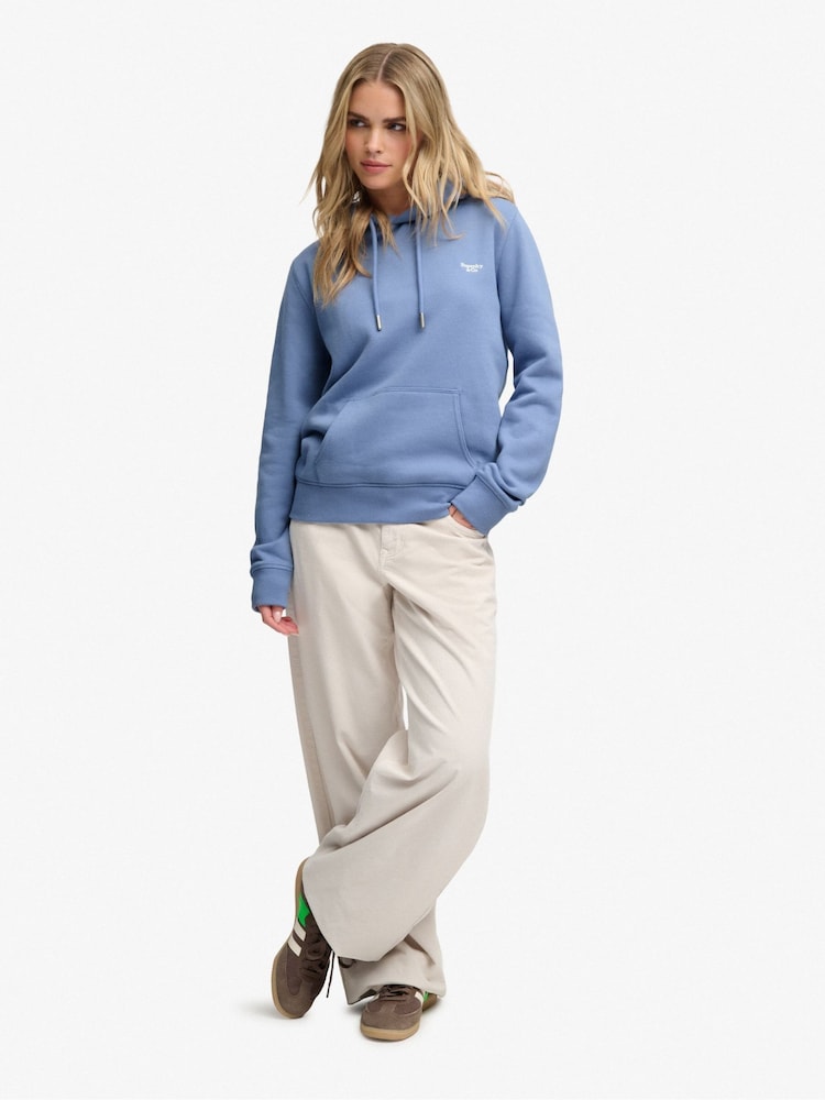 Superdry Blue Signature Emb Hoodie - Image 2 of 7 Superdry Blue Signature Emb Hoodie - Image 2 of 7