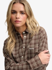 Superdry Brown Check Flannel Relaxed Shirt - Image 5 of 5