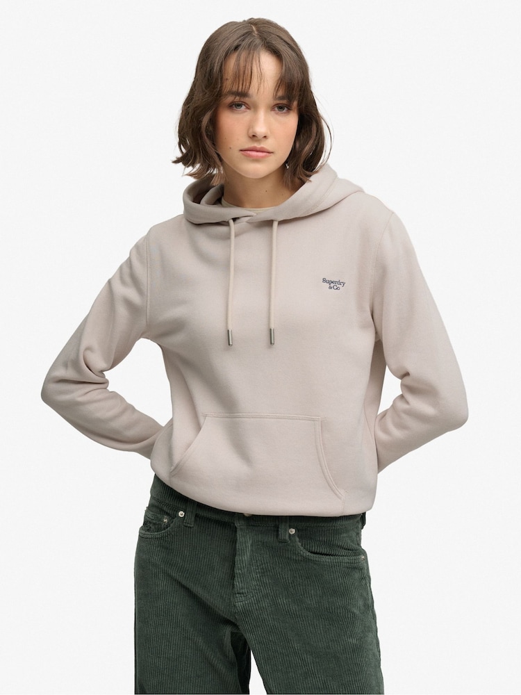 Superdry Grey Signature Emb Hoodie - Image 1 of 7