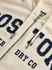 Superdry White Ath Ess Relaxed Crop Zip Hoodie - Image 2 of 3