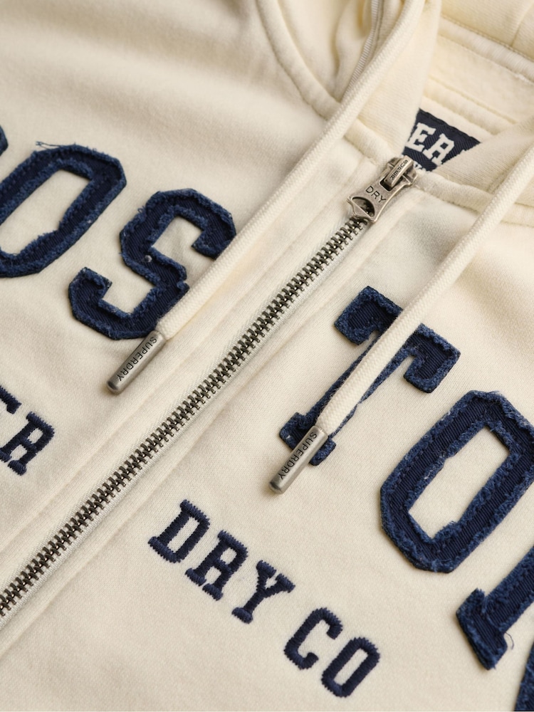 Superdry White Ath Ess Relaxed Crop Zip Hoodie - Image 2 of 3