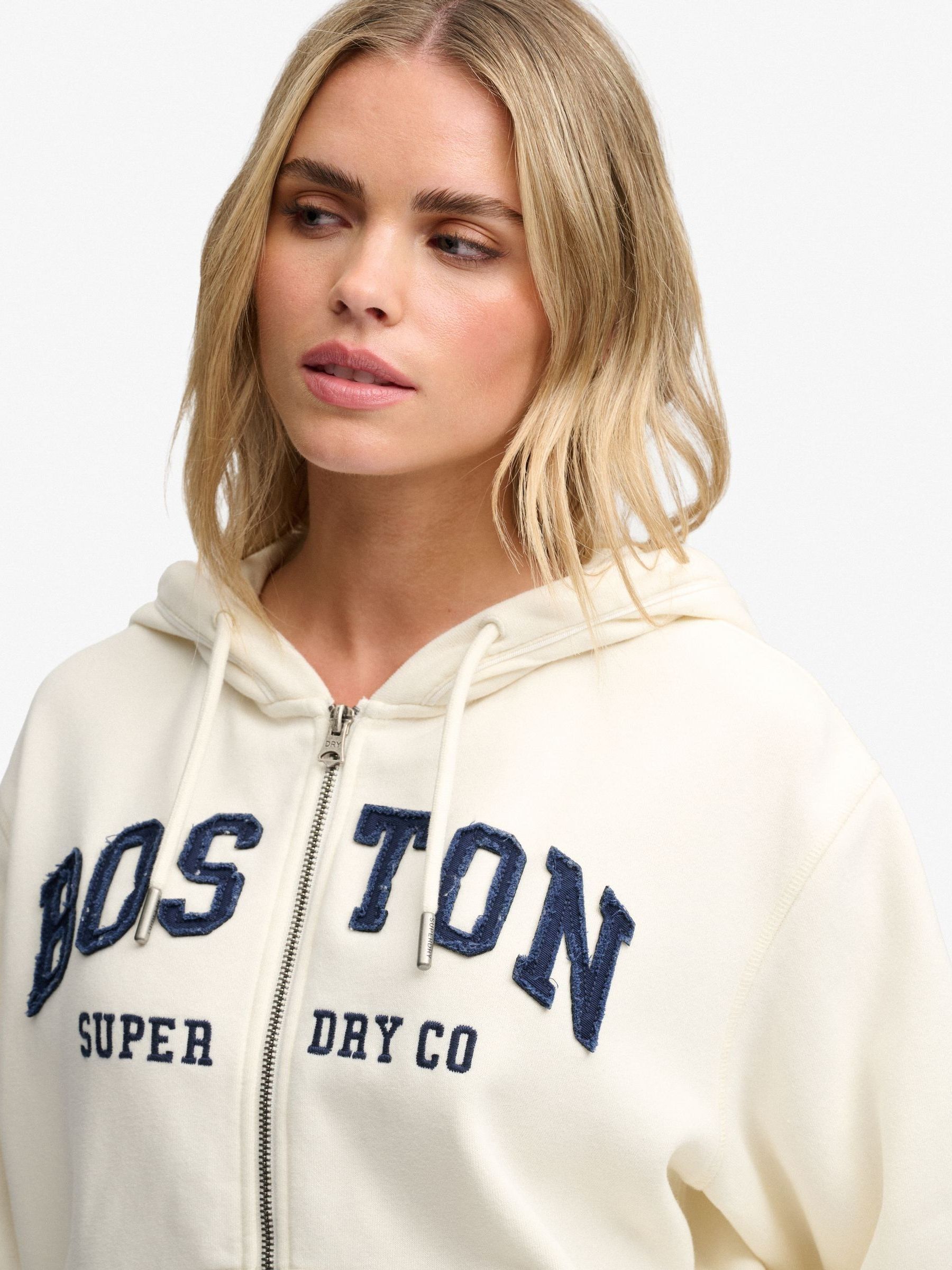 Comprar Branco - Superdry Ath Ess Relaxed Crop Zip Hoodie from