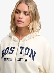 Superdry White Ath Ess Relaxed Crop Zip Hoodie - Image 4 of 7