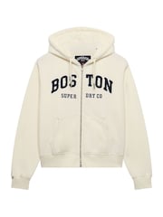 Superdry White Ath Ess Relaxed Crop Zip Hoodie - Image 6 of 7
