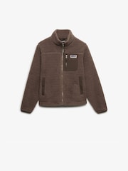 Superdry Brown Heritage Zip Through Fleece - Image 6 of 7