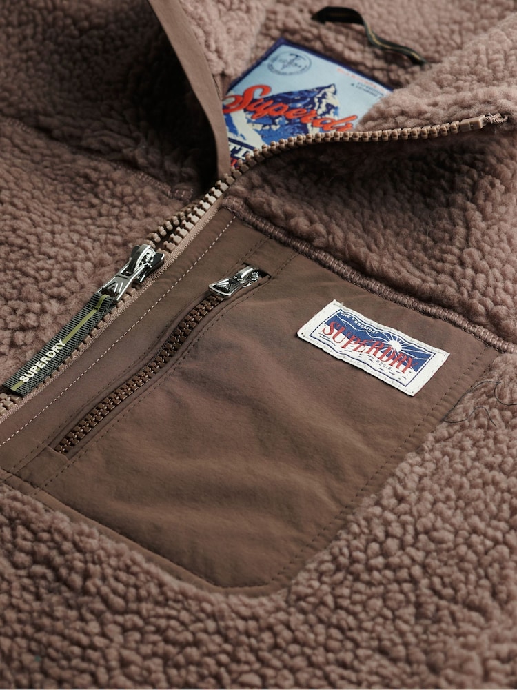 Superdry Brown Heritage Zip Through Fleece - Image 7 of 7 Superdry Brown Heritage Zip Through Fleece - Image 7 of 7