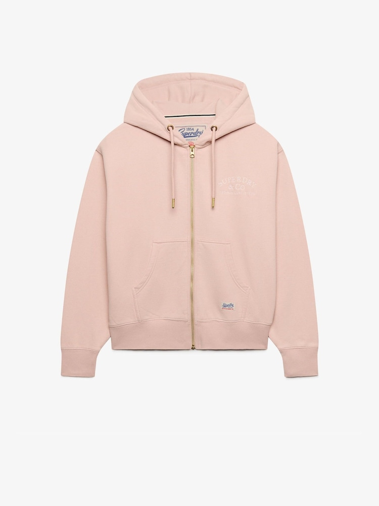 Superdry Pink Luxe Casual Zip Hoodie - Image 1 of 2