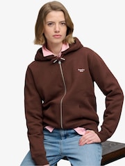Շագանակագույն - Superdry Signature Emb Zip վերնաշապիկ - Պատկեր 1 7-ից