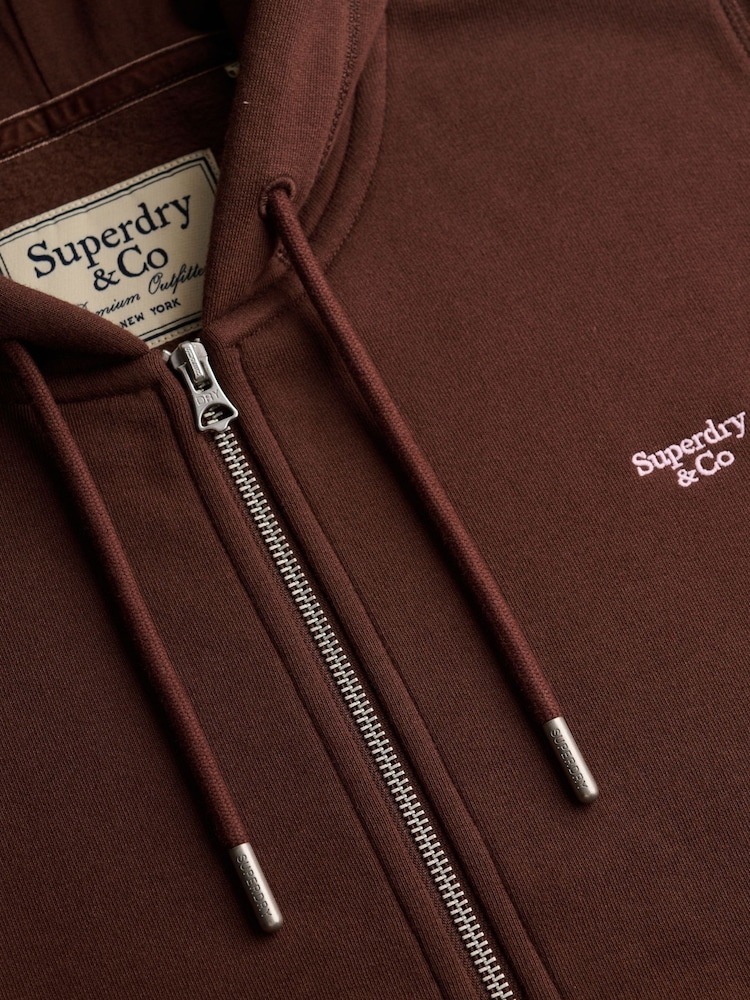 Շագանակագույն - Superdry Signature Emb Zip վերնաշապիկ - Պատկեր 7 7-ից