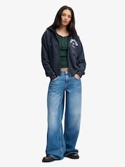 Superdry Blue Ath Ess Relaxed Crop Zip Hoodie - Image 4 of 8
