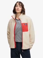Superdry Cream Heritage Zip Through Fleece - Image 3 of 6