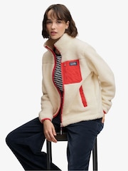 Superdry Cream Heritage Zip Through Fleece - Image 4 of 6