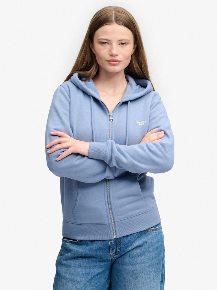 Կապույտ - Superdry Signature Emb Zip վերնաշապիկ - Պատկեր 1 6-ից