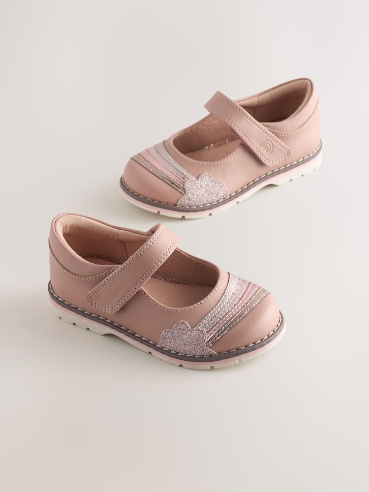 Pink Metallic Rainbow Mary Jane Touch Fastening Shoes - Image 1 of 5 Pink Metallic Rainbow Mary Jane Touch Fastening Shoes - Image 1 of 5