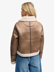 Superdry Dark Brown Faux Shearling Jacket - Image 2 of 8