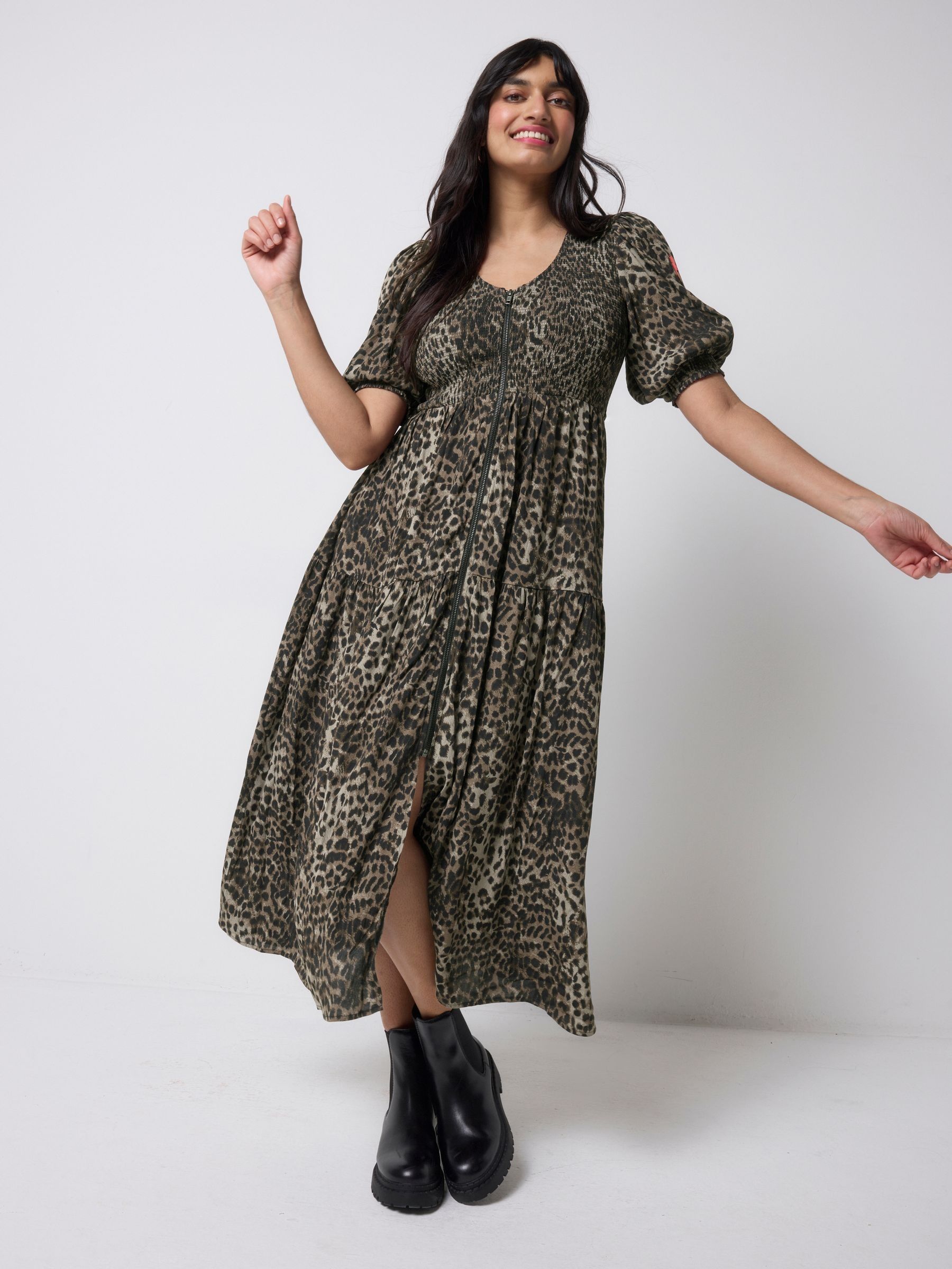 Buy SCAMP & DUDE Green Shirred Zip Detail Midi Dress from the Next
