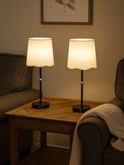 Searchlight 2 Pack Brass Rechargeable Lamp Scallop Shade - Image 1 of 4