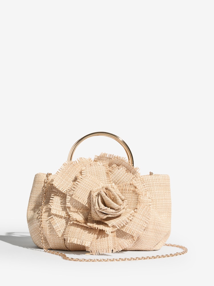 Lipsy Natural Corsage Top handle Bag - Image 1 of 5 Lipsy Natural Corsage Top handle Bag - Image 1 of 5