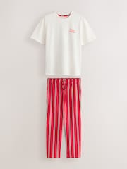 Red/White Trouser Set Happy Holidays Stripe Family Matching Christmas Pyjamas Set - Image 1 of 6