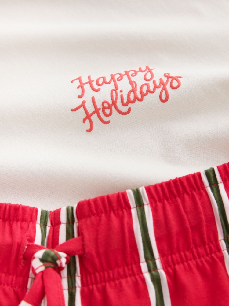 Red/White Trouser Set Happy Holidays Stripe Family Matching Christmas Pyjamas Set - Image 10 of 10 Red/White Trouser Set Happy Holidays Stripe Family Matching Christmas Pyjamas Set - Image 10 of 10
