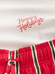 Red/White Trouser Set Happy Holidays Stripe Family Matching Christmas Pyjamas Set - Image 5 of 6