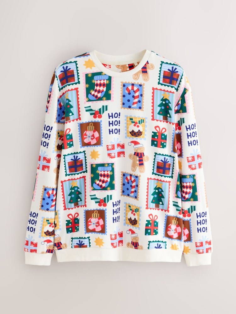 Ecru Stamps Matching Family Christmas Cosy Long Sleeve Pyjamas - Image 2 of 5 Ecru Stamps Matching Family Christmas Cosy Long Sleeve Pyjamas - Image 2 of 5