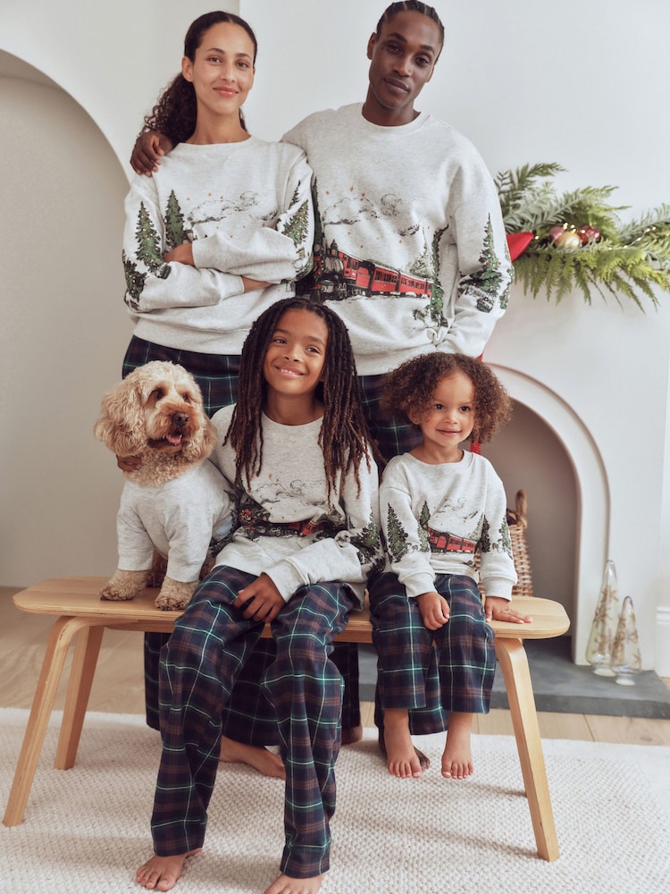 Santa Express Check Family Matching Christmas Pyjamas Set - Image 2 of 10 Santa Express Check Family Matching Christmas Pyjamas Set - Image 2 of 10