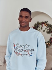 Ski Print Blue Family Matching Christmas Pyjamas Set - Image 4 of 9