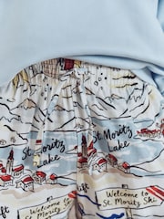 Ski Print Blue Family Matching Christmas Pyjamas Set - Image 5 of 9