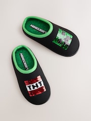 Black Minecraft Light Up Mule Slippers With Flippy Sequins - Image 2 of 5