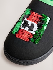 Black Minecraft Light Up Mule Slippers With Flippy Sequins - Image 4 of 5