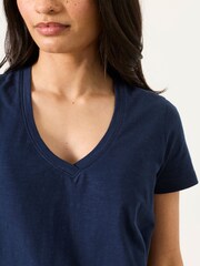 FatFace Demi Navy/White 2 Pack V Neck T-Shirt - Image 5 of 7