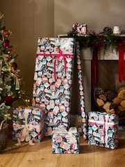 Navy Blue Ski Badges Extra Wide 10M Christmas Wrapping Paper - Image 1 of 4