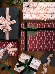Set of 3 Red and Green Tartan Foliage Christmas Wrapping Paper Luxury Set of 3, 3m Gift Tags and Ribbons Set - Image 1 of 4