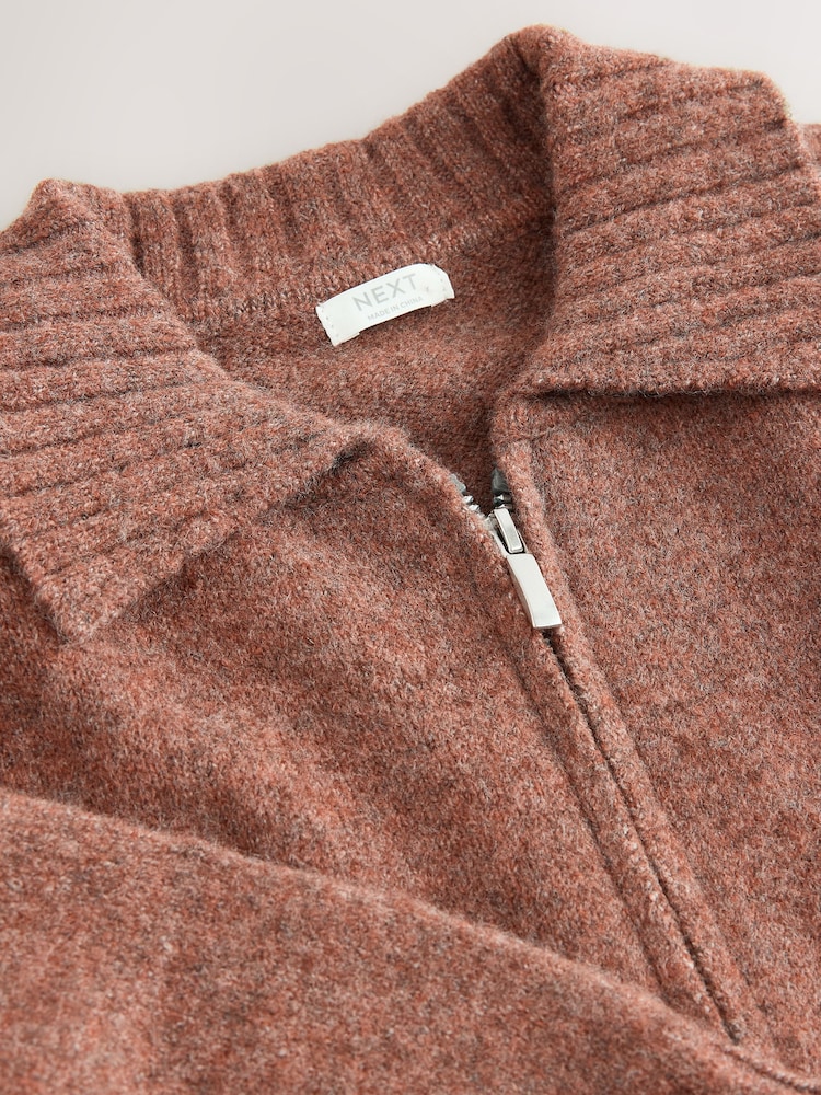 Brown Knitted Zip Hoodie (3-16yrs) - Image 4 of 4