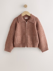Brown Knitted Zip Hoodie (3-16yrs) - Image 5 of 8