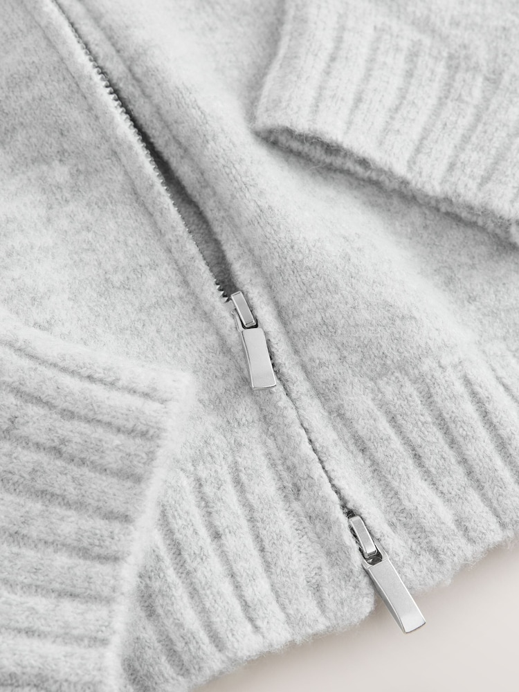 Grey Knitted Zip Hoodie (3-16yrs) - Image 4 of 4