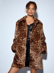 Leopard Print Faux Fur Dolly Coat - Image 3 of 9