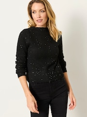 FatFace Black Sparkle Bow Front Cardigan - Image 6 of 7