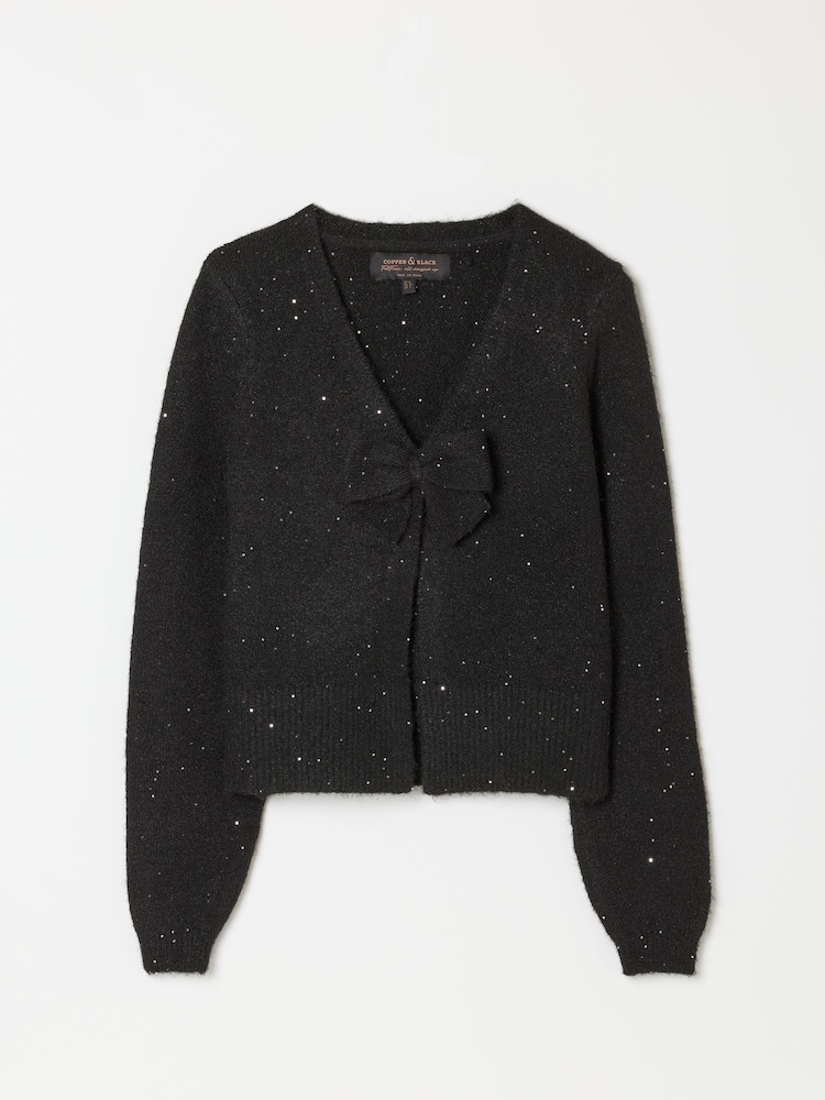 FatFace Black Sparkle Bow Front Cardigan - Image 7 of 7 FatFace Black Sparkle Bow Front Cardigan - Image 7 of 7