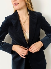 FatFace Teal Blue Maggie Velvet Blazer - Image 4 of 7