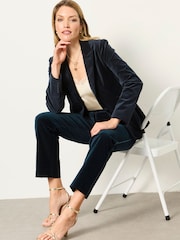 FatFace Teal Blue Maggie Velvet Blazer - Image 6 of 7