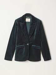 FatFace Teal Blue Maggie Velvet Blazer - Image 7 of 7