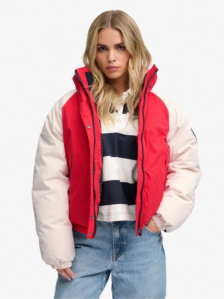 Superdry Red Cotton Padded Shell Jacket - Image 1 of 8