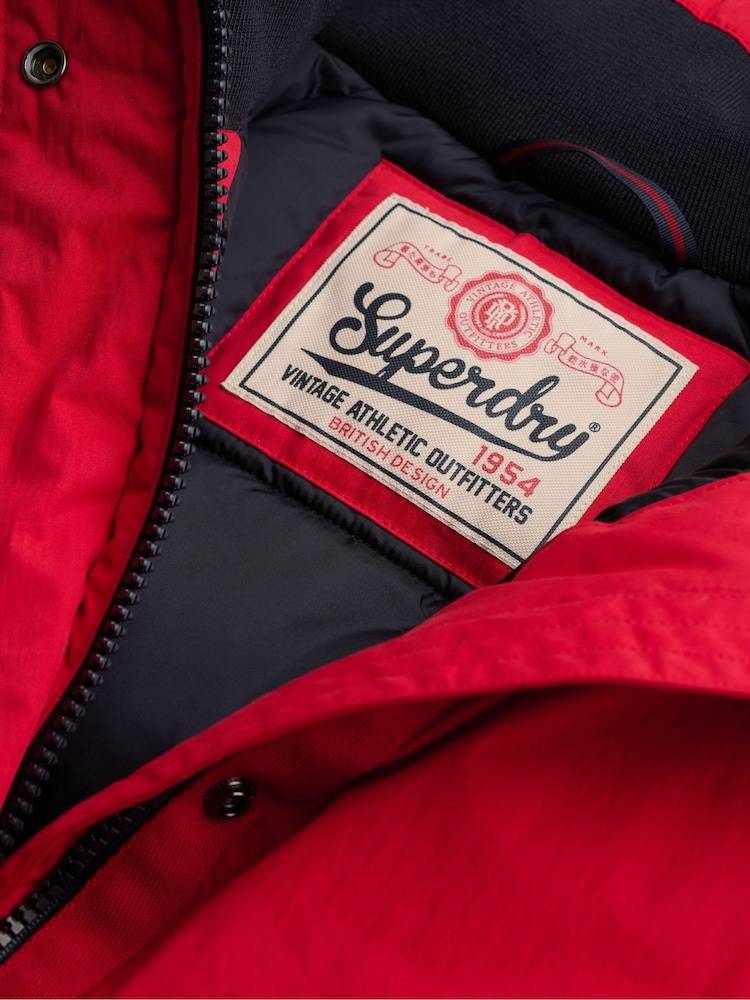 Superdry Red Cotton Padded Shell Jacket - Image 8 of 8