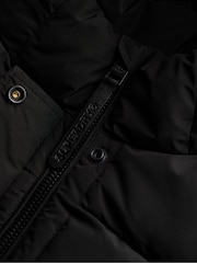 Superdry Black Hooded Sports Puffer Mid Length Jacket - Image 2 of 2
