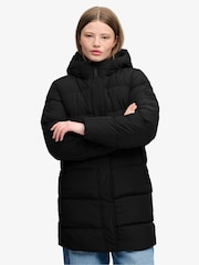 Superdry Black Hooded Sports Puffer Mid Length Jacket - Image 5 of 8